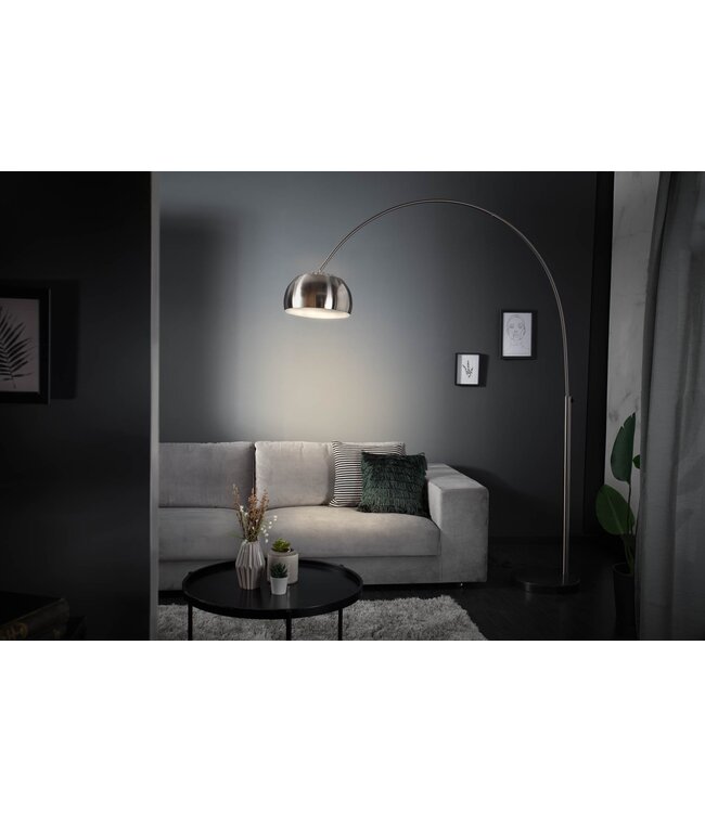 Invicta Interior Vloerlamp BIG BOW 170-210cm satijnchroom met marmeren voet - 21068