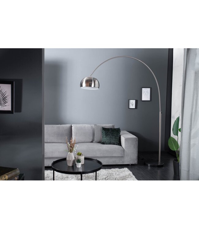 Invicta Interior Vloerlamp BIG BOW 170-210cm satijnchroom met marmeren voet - 21068