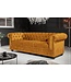 Invicta Interior Bank CHESTERFIELD 205 cm met binnenvering, 3-zits, fluweel, mosterdgeel - 47032