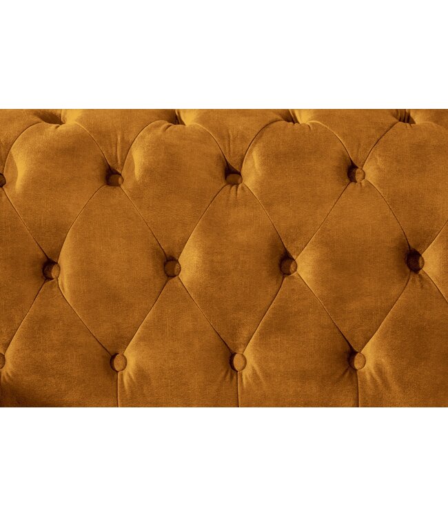 Invicta Interior Bank CHESTERFIELD 205 cm met binnenvering, 3-zits, fluweel, mosterdgeel - 47032