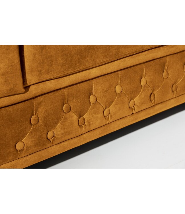 Invicta Interior Bank CHESTERFIELD 205 cm met binnenvering, 3-zits, fluweel, mosterdgeel - 47032