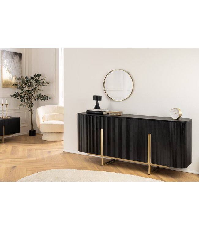 Invicta Interior Dressoir GATSBY 160cm retrostijl mango zwart goud handgemaakt - 46432