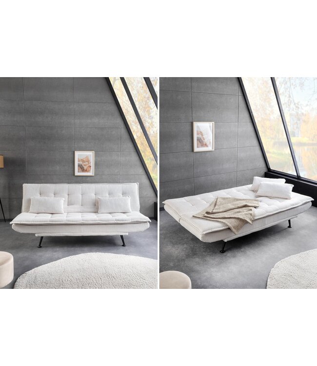 Invicta Interior Slaapbank JAZZ 195 cm 3-zits beige corduroy - 47521