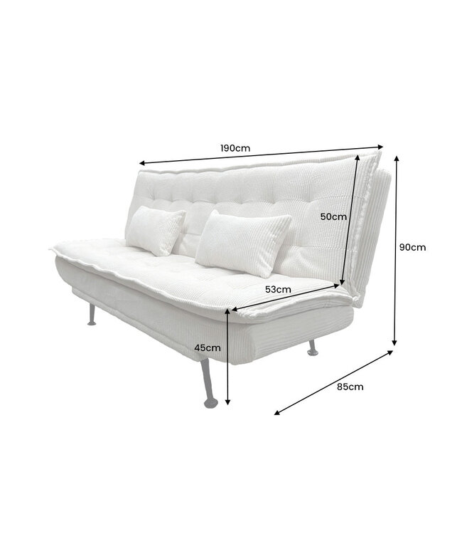 Invicta Interior Slaapbank JAZZ 195 cm 3-zits beige corduroy - 47521