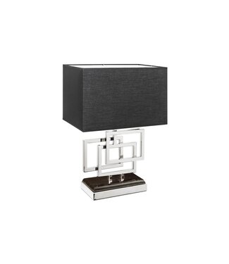 Invicta Interior Tafellamp ATLANTIS 56 cm zilver met zwarte stoffen kap - 39097