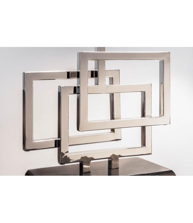 Invicta Interior Tafellamp ATLANTIS 56 cm zilver met zwarte stoffen kap - 39097