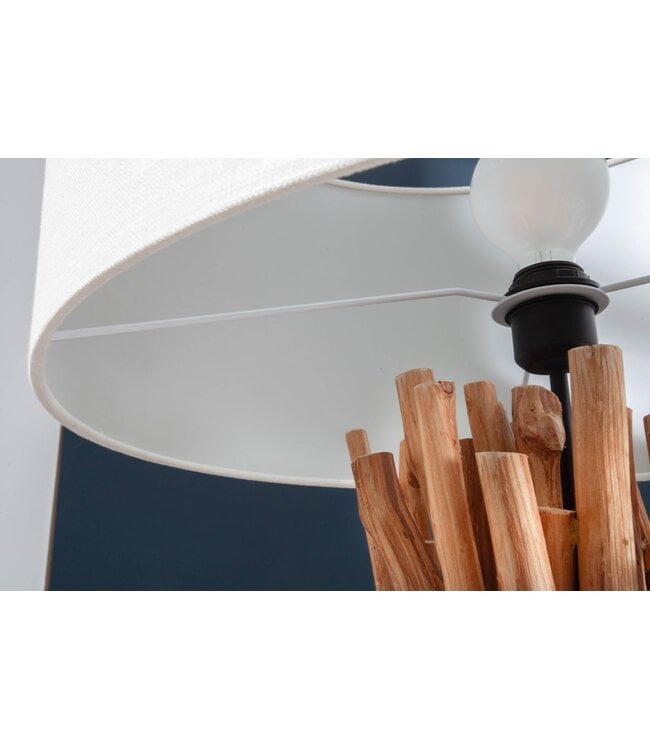 Invicta Interior Vloerlamp SERVANT 155 cm longanhout linnen kap wit - 40400