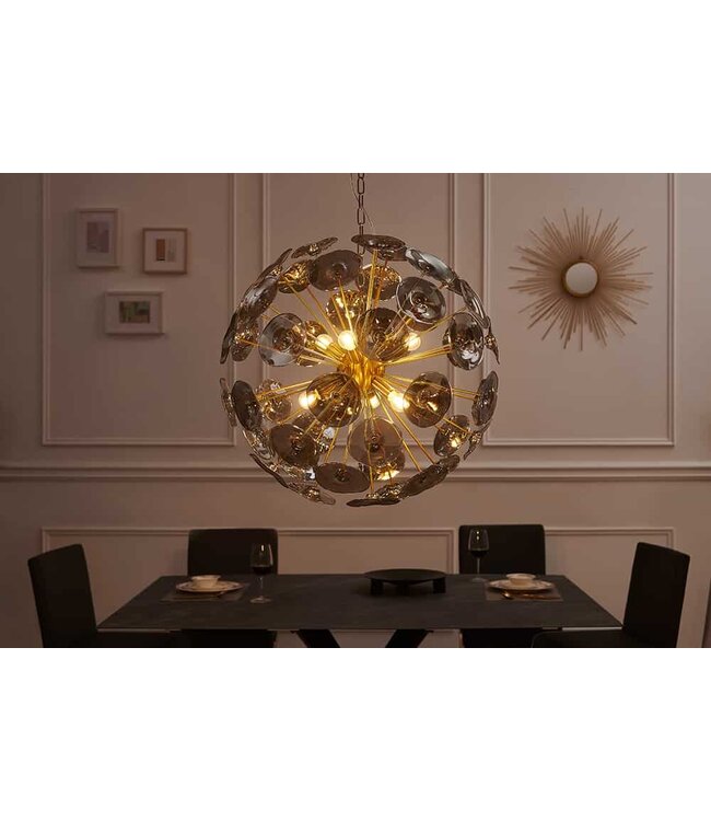 Invicta Interior Hanglamp INFINITY HOME van glas en staal, goudkleurig. - 43773