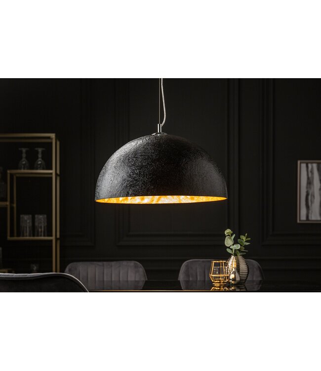 Invicta Interior Hanglamp GLOW 50cm van glasvezel, zwart goud - 10717