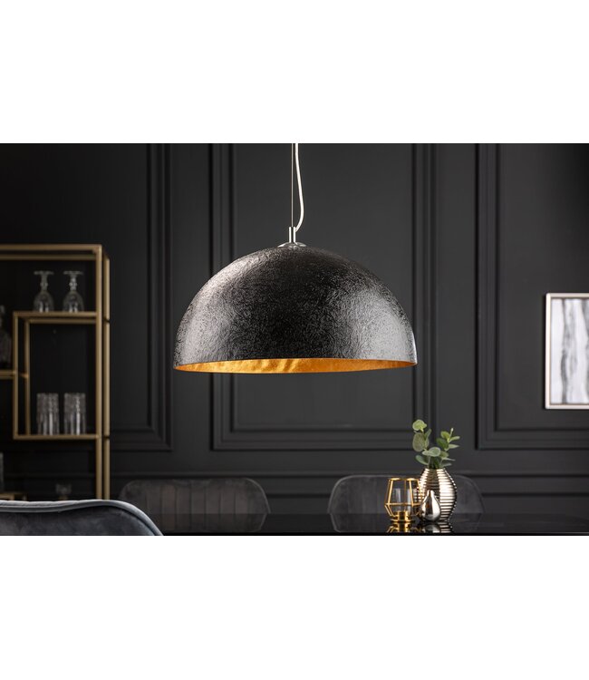 Invicta Interior Hanglamp GLOW 50cm van glasvezel, zwart goud - 10717