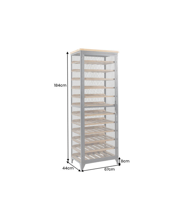 Invicta Interior Wijnkast BODEGA 185 cm, naturel vurenhout met zwart metalen frame - 44749