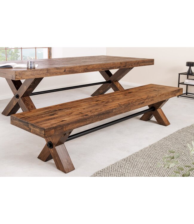 Invicta Interior Bank GOLIATH 180 cm, grenenhout, naturel zwart - 46562