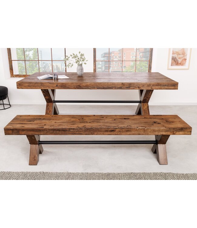 Invicta Interior Bank GOLIATH 180 cm, grenenhout, naturel zwart - 46562