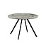 Invicta Interior Eettafel ATELIER 100 cm rond, grijze steenlook met zwarte metalen poten - 46569