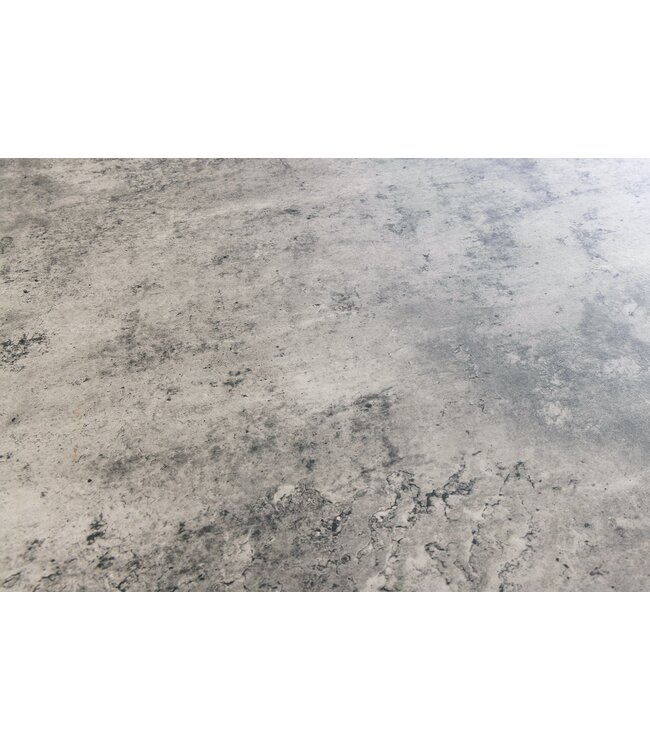 Invicta Interior Eettafel ATELIER 100 cm rond, grijze steenlook met zwarte metalen poten - 46569