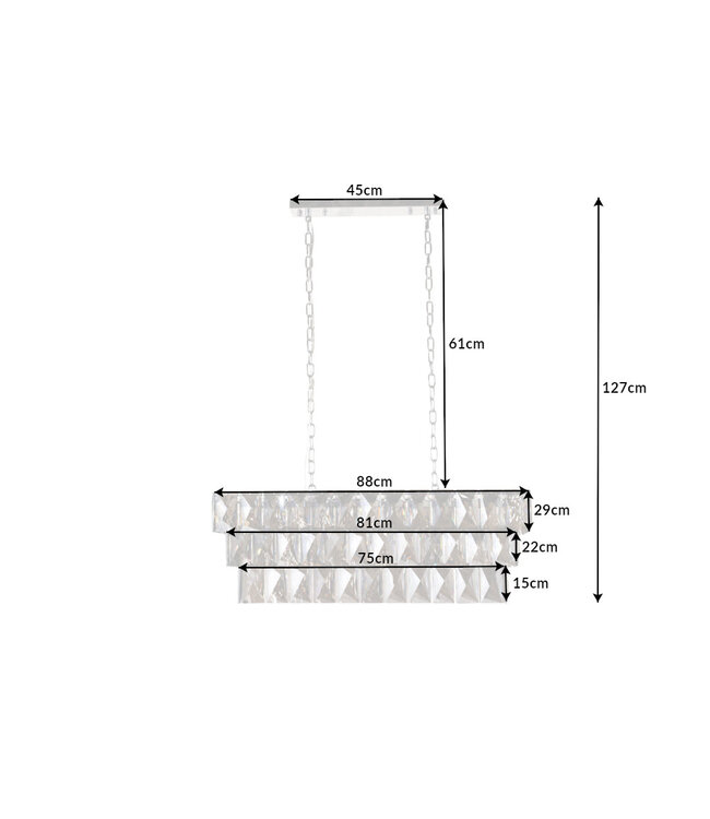 Invicta Interior Hanglamp KRISTALL 90cm elegant grijs - 42810