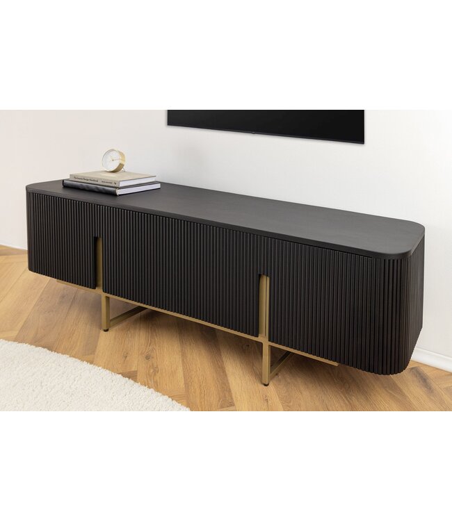 Invicta Interior TV-bord GATSBY 160cm retrostijl mango zwart goud - 46433