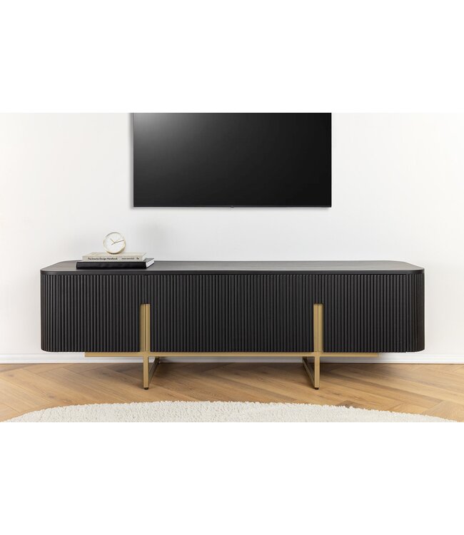 Invicta Interior TV-bord GATSBY 160cm retrostijl mango zwart goud - 46433
