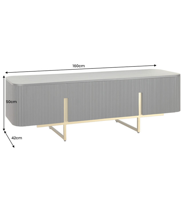 Invicta Interior TV-bord GATSBY 160cm retrostijl mango zwart goud - 46433