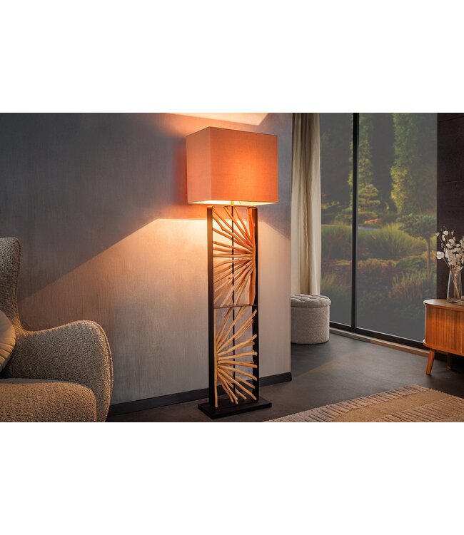 Invicta Interior Vloerlamp EUPHORIA 165 cm lampenkap beige longanhout naturel - 44688