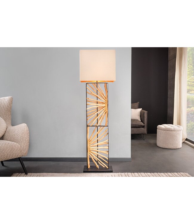 Invicta Interior Vloerlamp EUPHORIA 165 cm lampenkap beige longanhout naturel - 44688