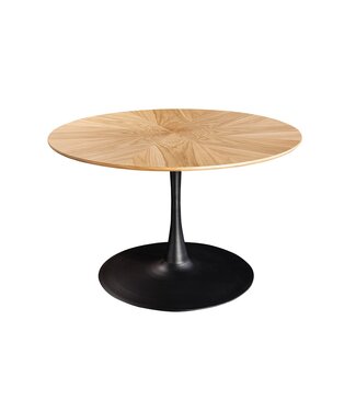 Invicta Interior Eettafel ATELIER 120 cm rond, natuurlijke eikenhoutlook met zwart metalen frame - 46559