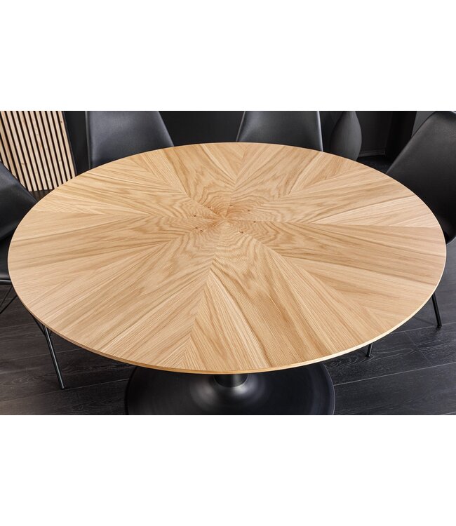 Invicta Interior Eettafel ATELIER 120 cm rond, natuurlijke eikenhoutlook met zwart metalen frame - 46559