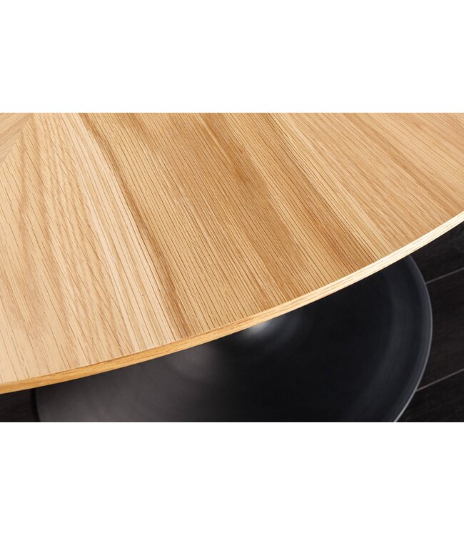 Invicta Interior Eettafel ATELIER 120 cm rond, natuurlijke eikenhoutlook met zwart metalen frame - 46559