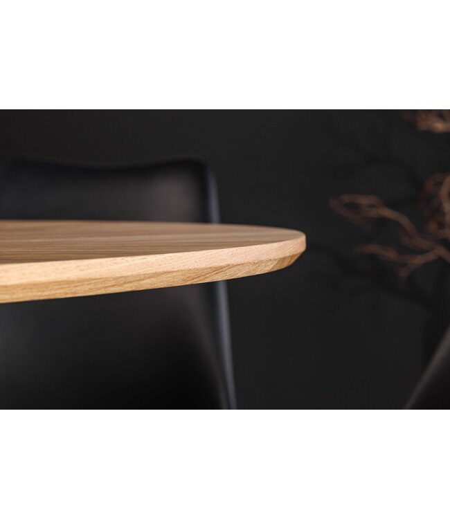 Invicta Interior Eettafel ATELIER 120 cm rond, natuurlijke eikenhoutlook met zwart metalen frame - 46559