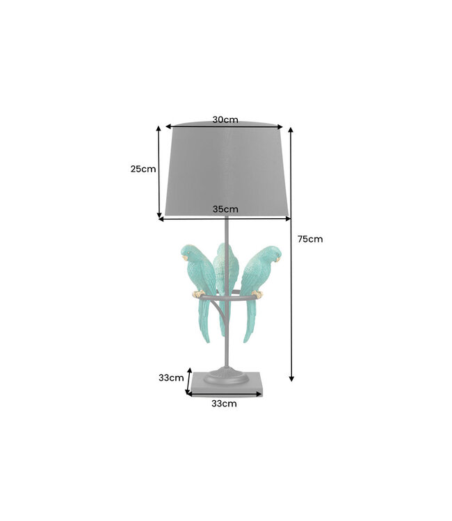 Invicta Interior Tafellamp WILDLIFE 75 cm groene papegaaien polyhars - 44356