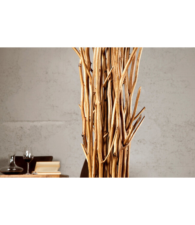 Invicta Interior Vloerlamp EUPHORIA 175 cm met grijsbruine linnen kap in drijfhoutkleur. - 19472