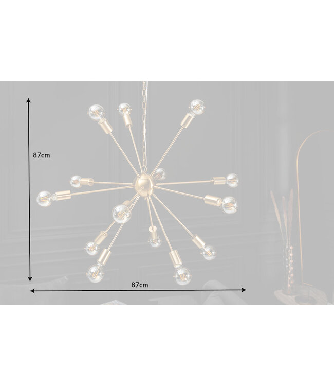 Invicta Interior Hanglamp SPUTNIK 85 cm 14 armen goud - 41108
