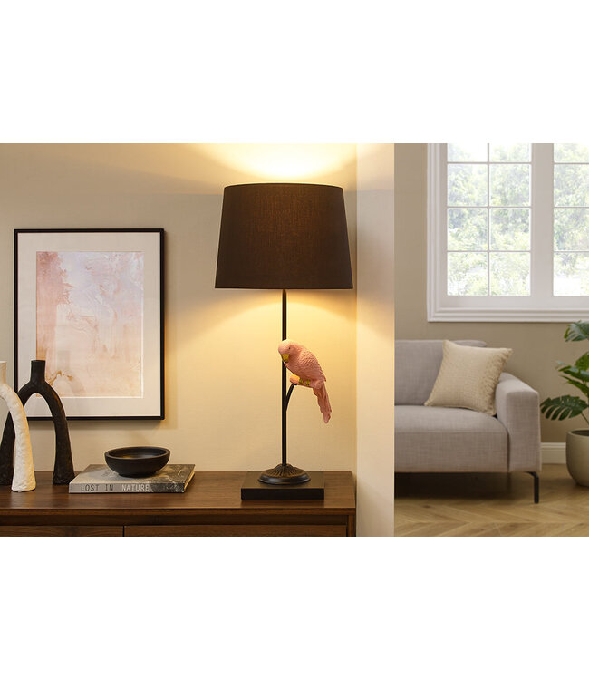 Invicta Interior Tafellamp WILDLIFE 75cm zwart goud roze papegaai - 44815