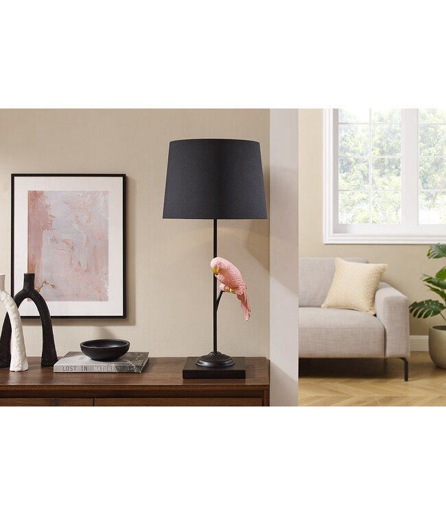 Invicta Interior Tafellamp WILDLIFE 75cm zwart goud roze papegaai - 44815