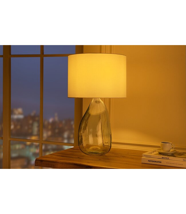 Invicta Interior Tafellamp CLASSIC 60 cm met witte lampenkap van gerecycled glas - 44495