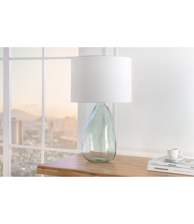 Invicta Interior Tafellamp CLASSIC 60 cm met witte lampenkap van gerecycled glas - 44495