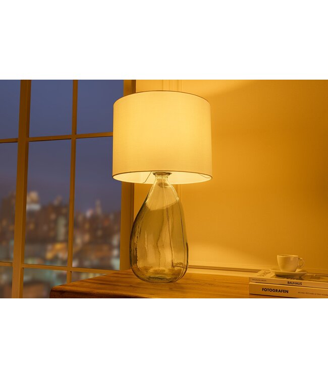 Invicta Interior Tafellamp CLASSIC 60 cm met witte lampenkap van gerecycled glas - 44495