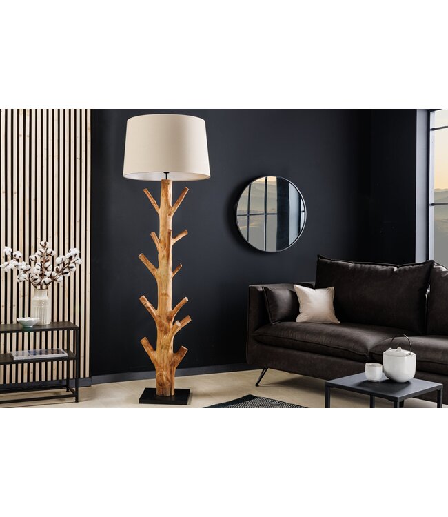 Invicta Interior Vloerlamp TREE NATURE 175 cm mangosteenhout linnen kap - 43323