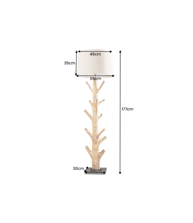 Invicta Interior Vloerlamp TREE NATURE 175 cm mangosteenhout linnen kap - 43323