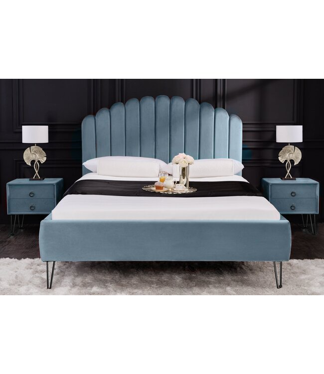 Invicta Interior Bed PEARL 140x200cm fluweel aqua - 40997