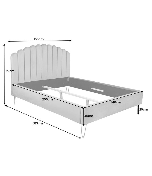 Invicta Interior Bed PEARL 140x200cm fluweel aqua - 40997
