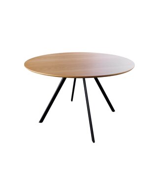 Invicta Interior Eettafel ATELIER 120 cm rond, natuurlijke eikenhoutlook met zwarte metalen poten - 46572