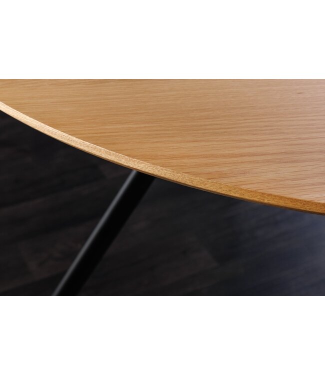 Invicta Interior Eettafel ATELIER 120 cm rond, natuurlijke eikenhoutlook met zwarte metalen poten - 46572