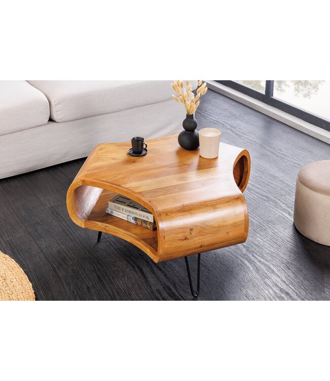 Invicta Interior Salontafel ORGANIC LIVING 70 cm acaciahout bruine honingkleurige afwerking - 47094