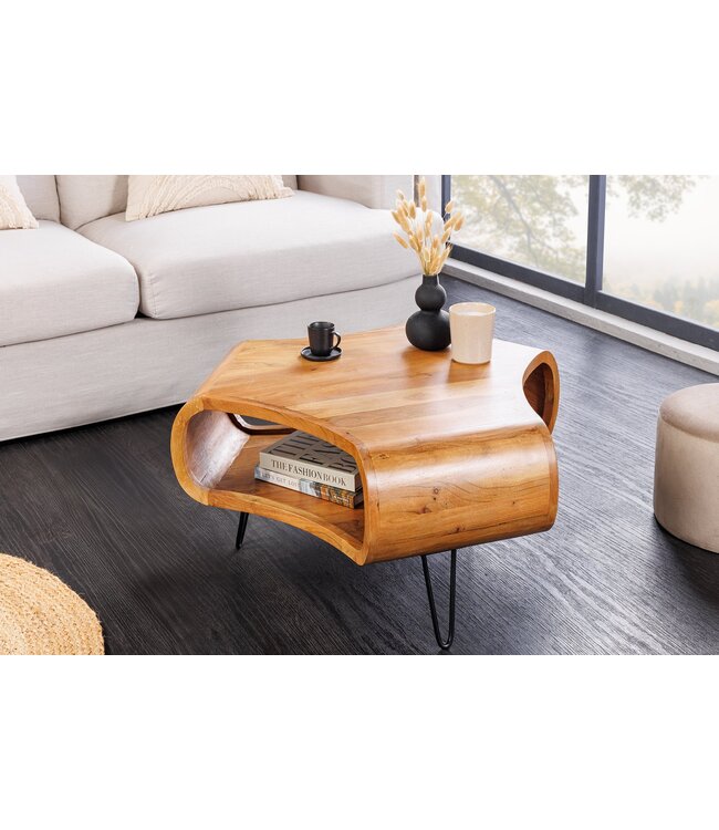 Invicta Interior Salontafel ORGANIC LIVING 70 cm acaciahout bruine honingkleurige afwerking - 47094