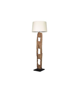 Invicta Interior Vloerlamp BARRACUDA 177 cm van gerecycled acaciahout met beige katoenen kap - 41046