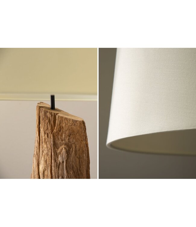 Invicta Interior Vloerlamp BARRACUDA 177 cm van gerecycled acaciahout met beige katoenen kap - 41046