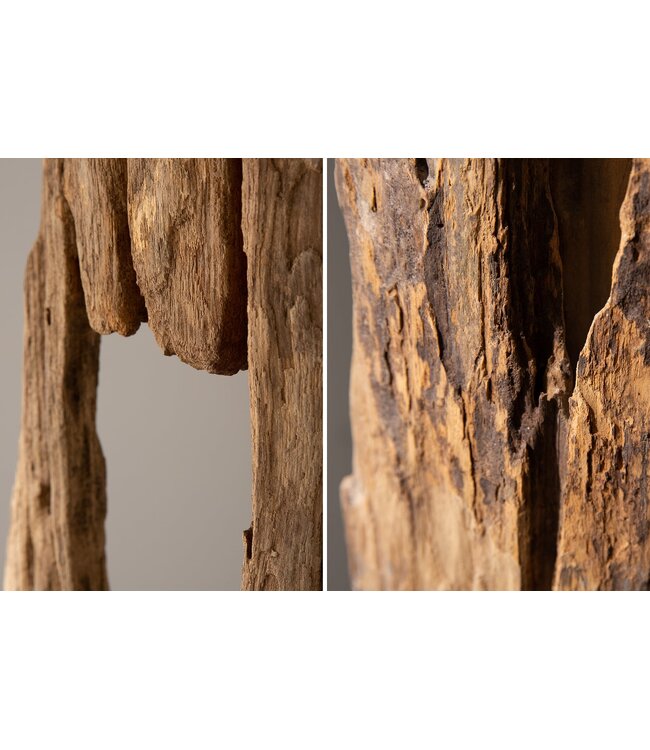 Invicta Interior Vloerlamp BARRACUDA 177 cm van gerecycled acaciahout met beige katoenen kap - 41046