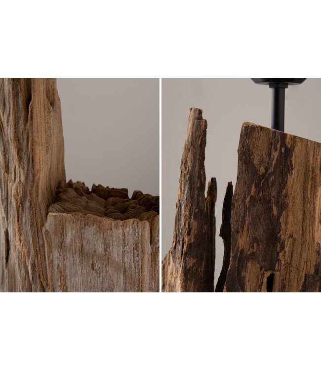 Invicta Interior Vloerlamp BARRACUDA 177 cm van gerecycled acaciahout met beige katoenen kap - 41046