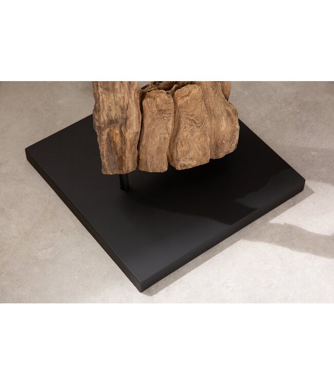 Invicta Interior Vloerlamp BARRACUDA 177 cm van gerecycled acaciahout met beige katoenen kap - 41046